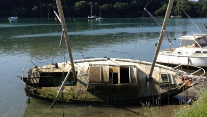 Abandoned boat hull